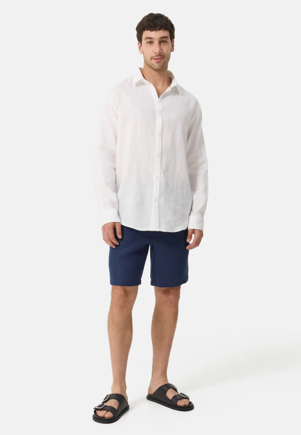 Leinen Hosen kurz navy blau