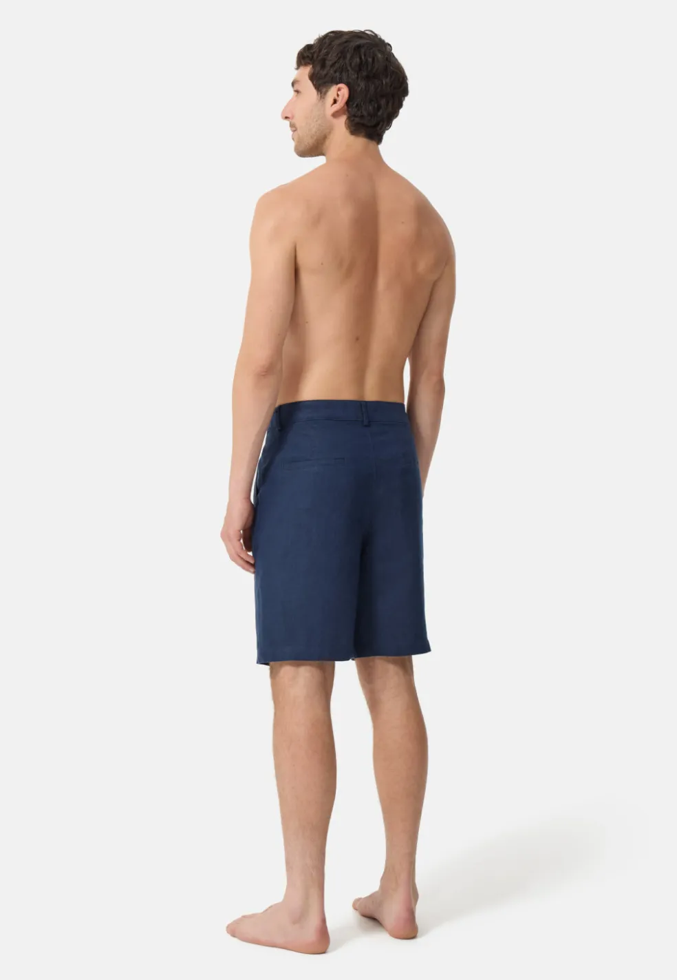Leinen Hosen kurz navy blau