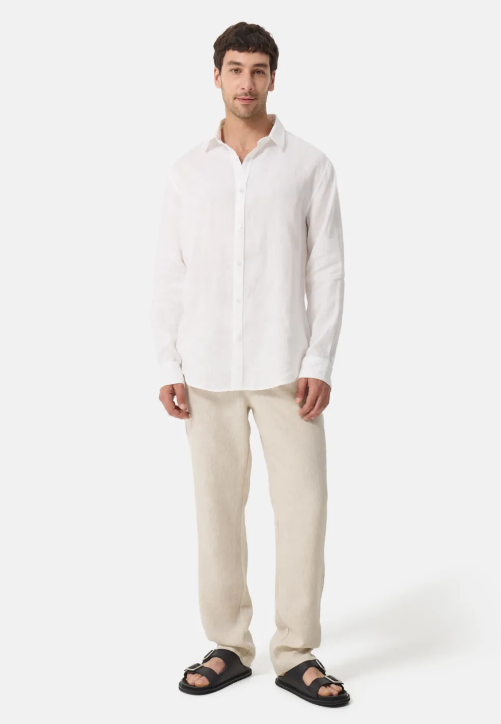 Leinen Hosen lang beige