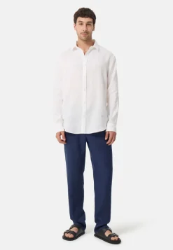 Leinen Hosen lang navy blau