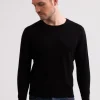 Recycelter Kaschmir Rundhals Pullover schwarz