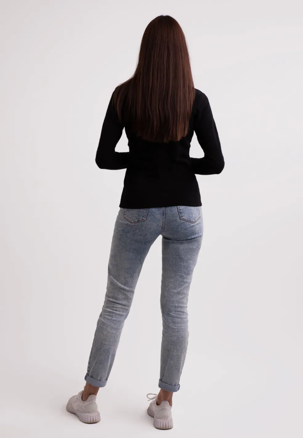 Recycelter Kaschmir Rundhals Pullover schwarz