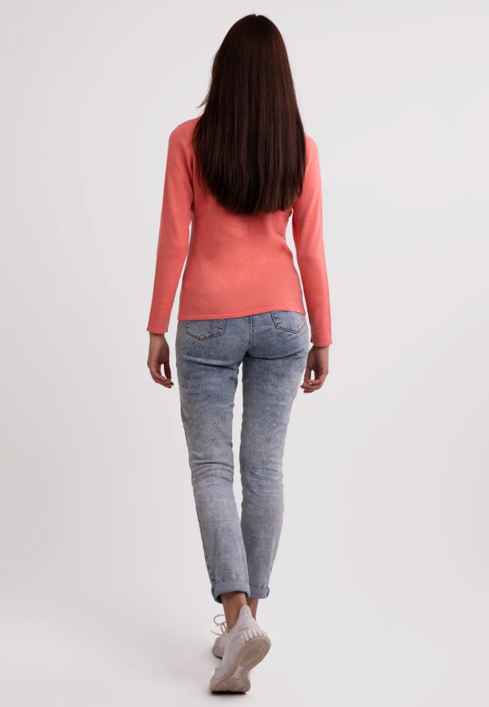 Recycelter Kaschmir Rundhals Pullover zitrus granita