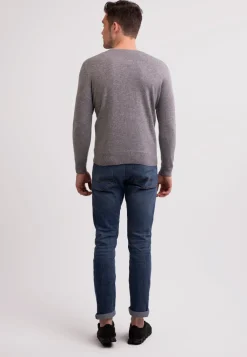 Recycelter Kaschmir Rundhals Pullover mittel grau melange