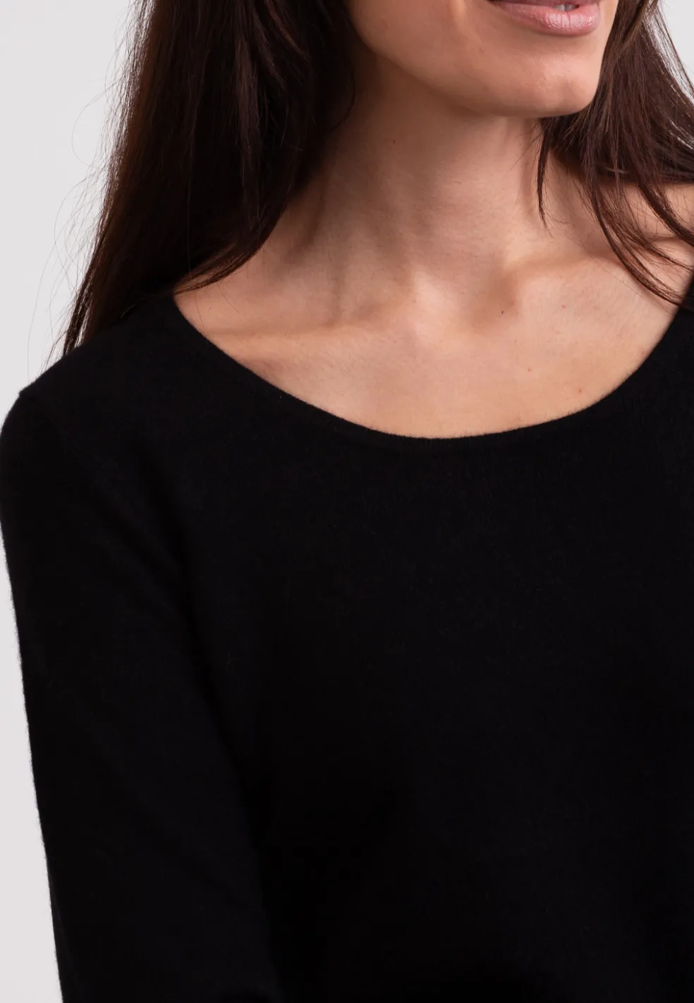 Recycelter Kaschmir Rundhals Pullover schwarz