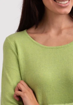 Recycelter Kaschmir Rundhals Pullover grün