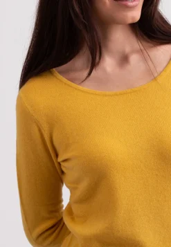 Recycelter Kaschmir Rundhals Pullover safran gelb