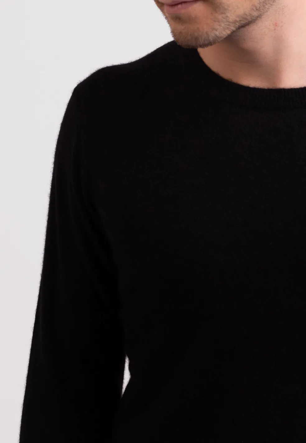 Recycelter Kaschmir Rundhals Pullover schwarz