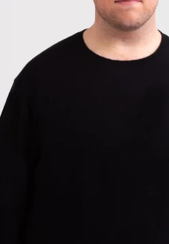 Recycelter Kaschmir Rundhals Pullover schwarz