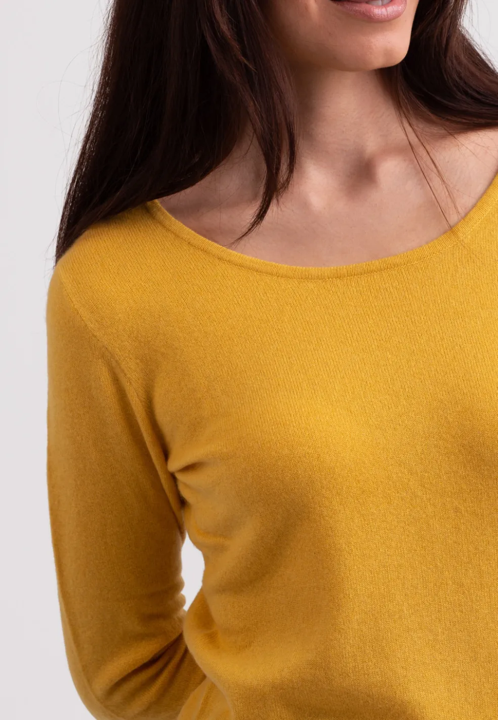 Recycelter Kaschmir Rundhals Pullover safran gelb