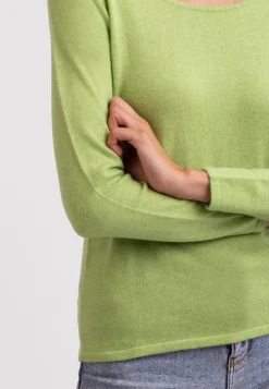 Recycelter Kaschmir Rundhals Pullover grün