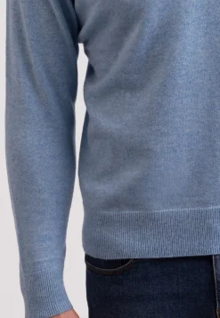 Recycelter Kaschmir Rundhals Pullover hellblau melange