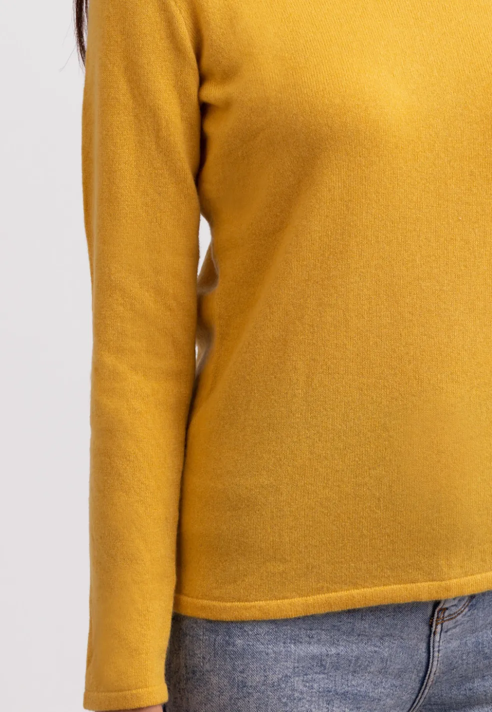 Recycelter Kaschmir Rundhals Pullover safran gelb