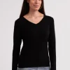 Recycelter Kaschmir V-Ausschnitt Pullover schwarz