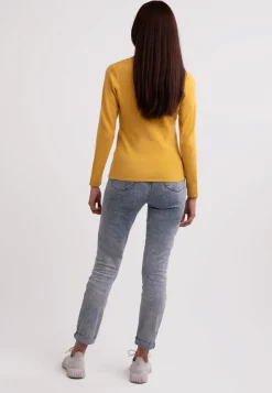 Recycelter Kaschmir V-Ausschnitt Pullover safran gelb