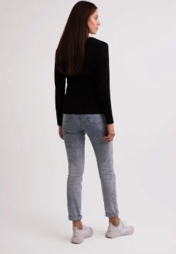 Recycelter Kaschmir V-Ausschnitt Pullover schwarz