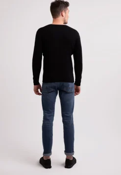 Recycelter Kaschmir V-Ausschnitt Pullover schwarz