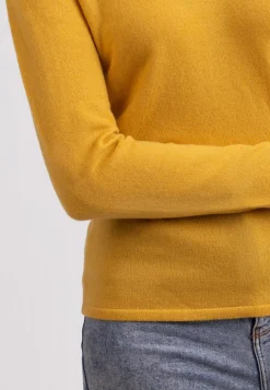 Recycelter Kaschmir V-Ausschnitt Pullover safran gelb