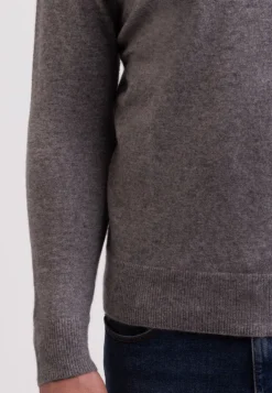 Recycelter Kaschmir V-Ausschnitt Pullover mittel grau melange
