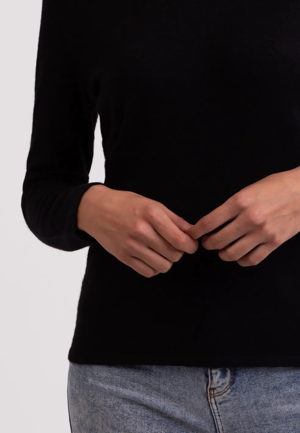 Recycelter Kaschmir V-Ausschnitt Pullover schwarz