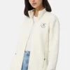 Retro-Fleece Jacke aus recyceltem Polyester off white