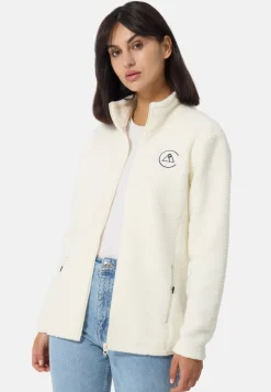 Retro-Fleece Jacke aus recyceltem Polyester off white