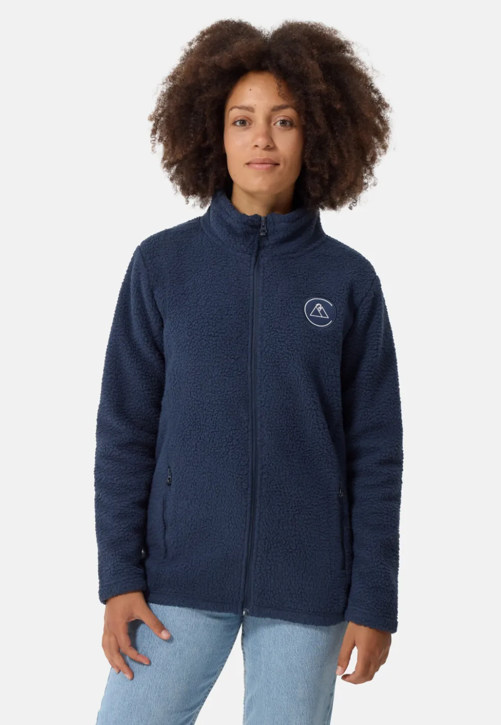 Retro-Fleece Jacke aus recyceltem Polyester navy blau