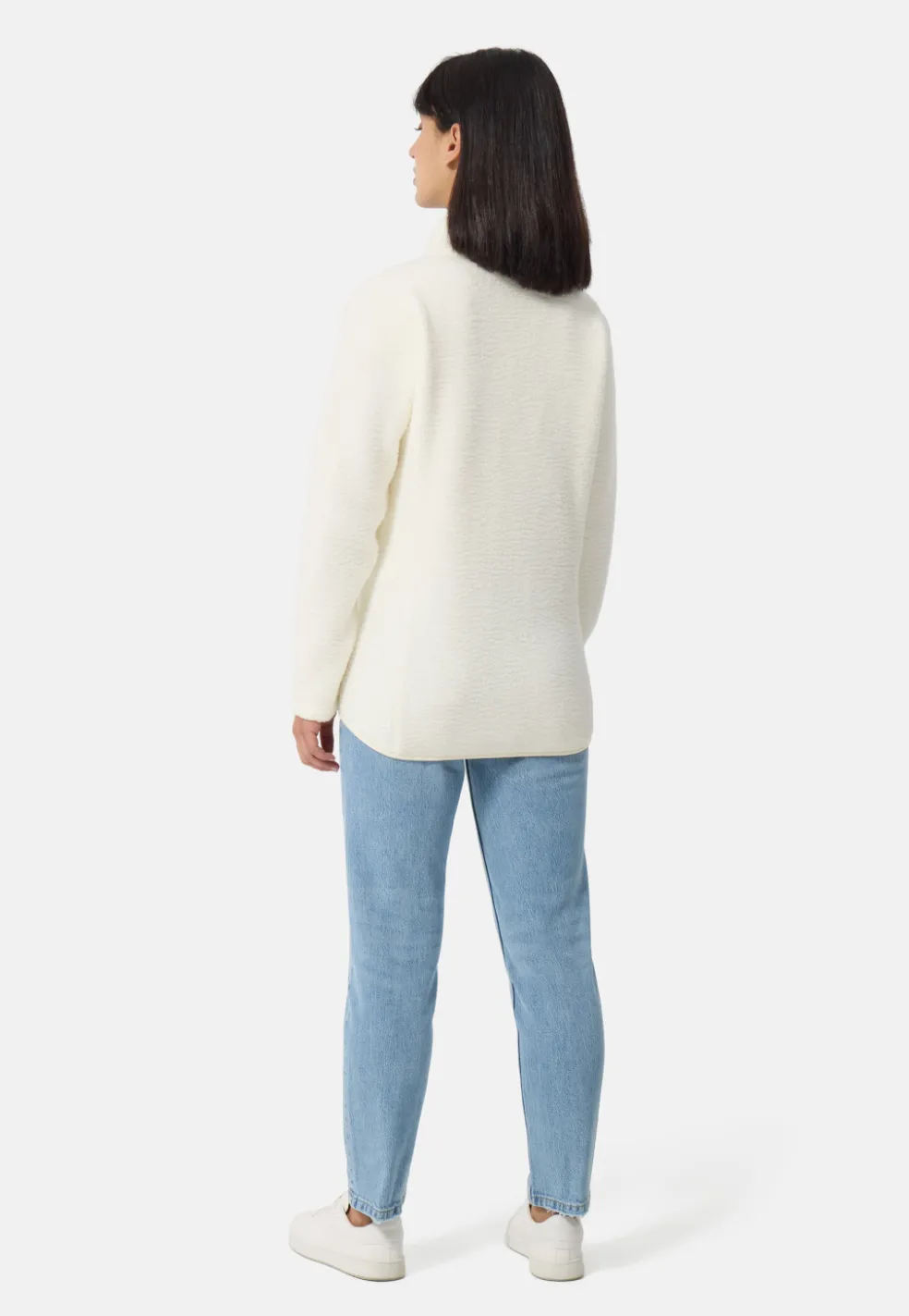 Retro-Fleece Jacke aus recyceltem Polyester off white