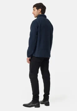 Retro-Fleece Jacke aus recyceltem Polyester navy blau