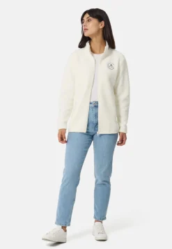 Retro-Fleece Jacke aus recyceltem Polyester off white