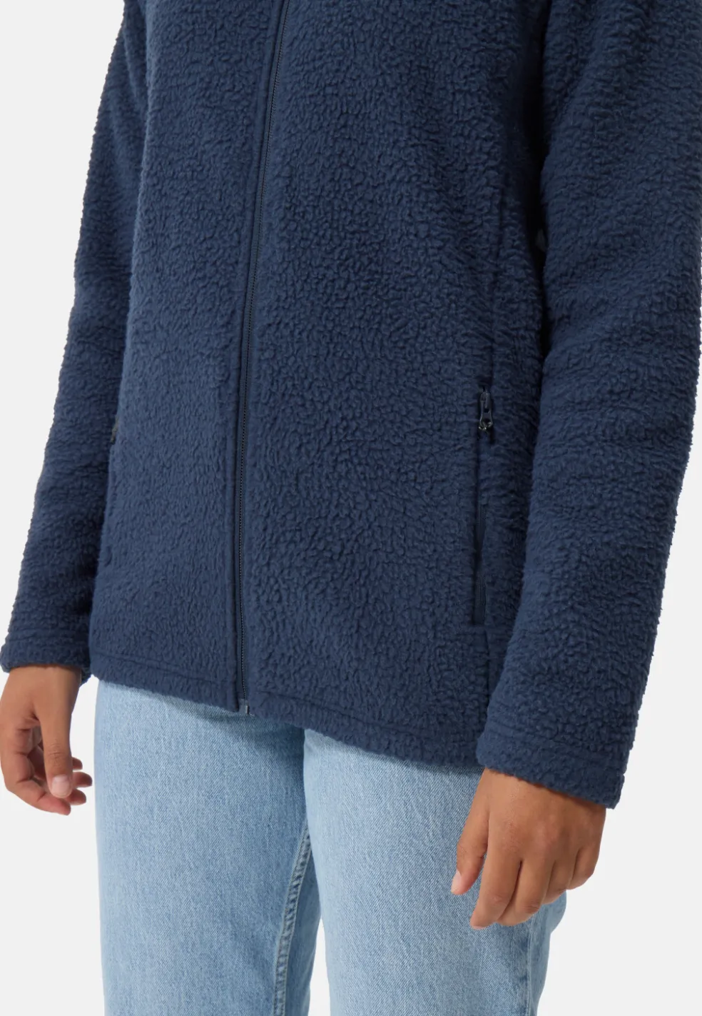 Retro-Fleece Jacke aus recyceltem Polyester navy blau