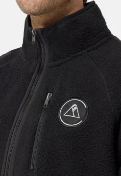 Retro-Fleece Jacke aus recyceltem Polyester schwarz