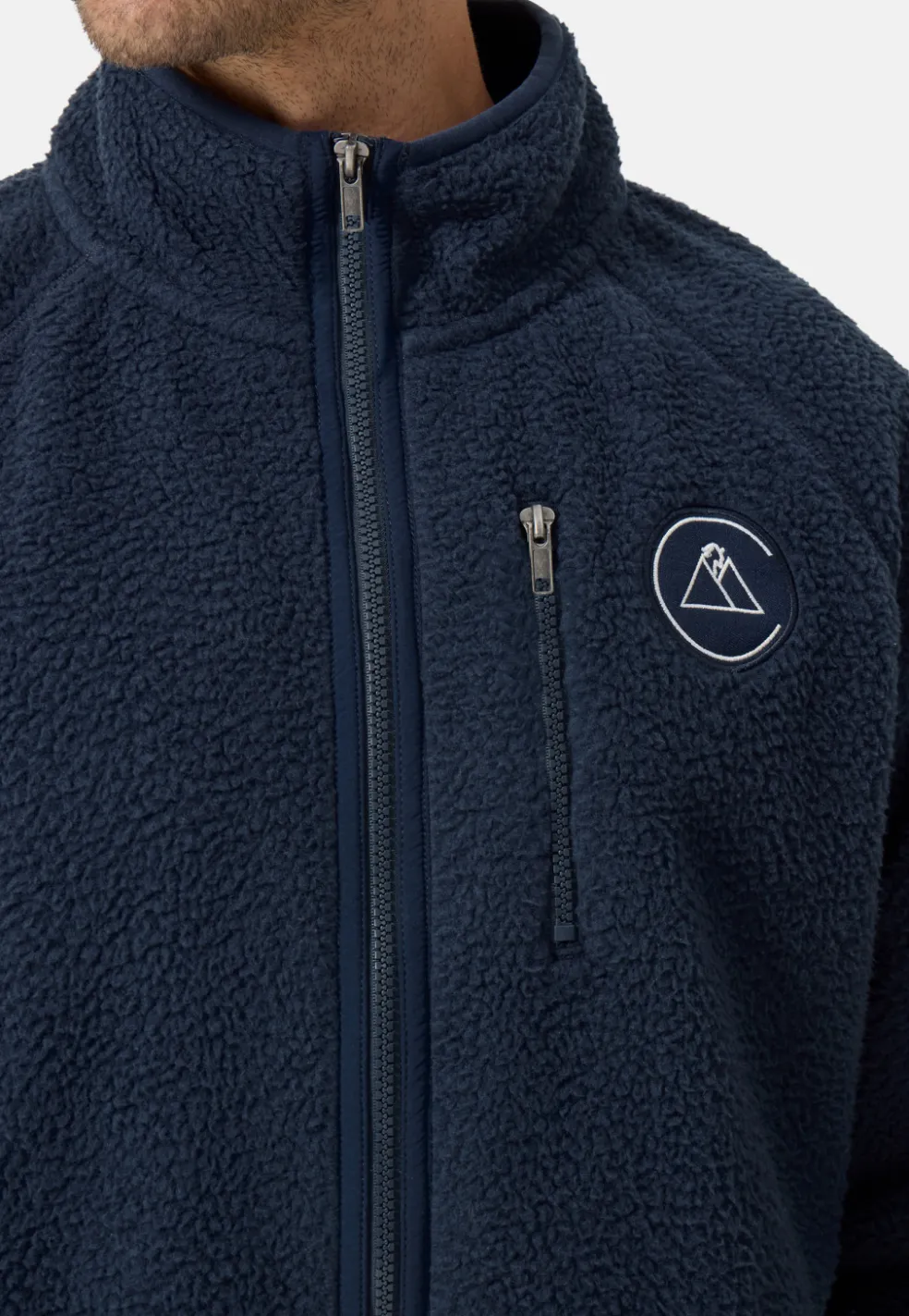 Retro-Fleece Jacke aus recyceltem Polyester navy blau