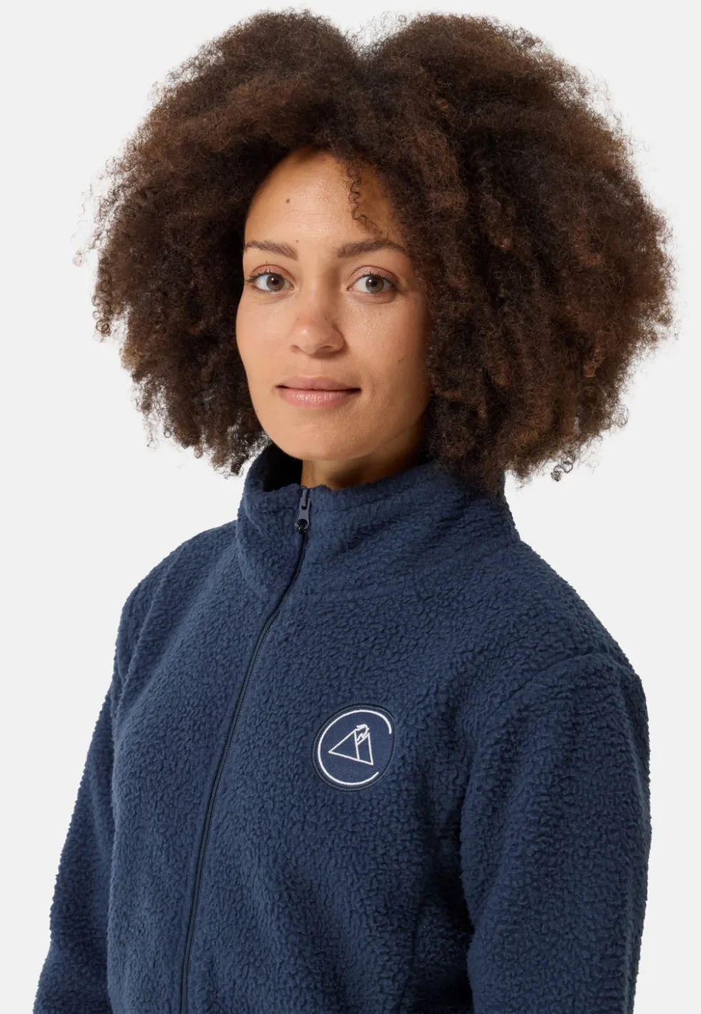 Retro-Fleece Jacke aus recyceltem Polyester navy blau