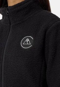 Retro-Fleece Jacke aus recyceltem Polyester schwarz