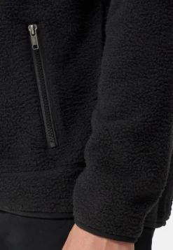 Retro-Fleece Jacke aus recyceltem Polyester schwarz
