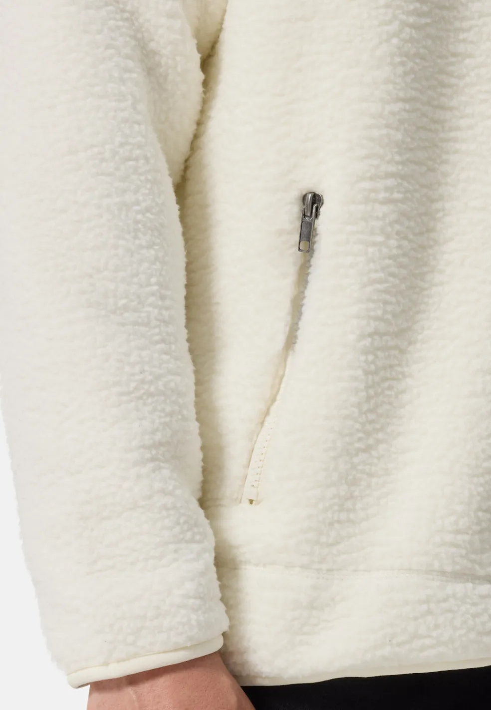Retro-Fleece Jacke aus recyceltem Polyester off white