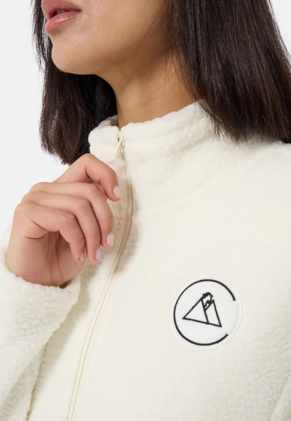 Retro-Fleece Jacke aus recyceltem Polyester off white