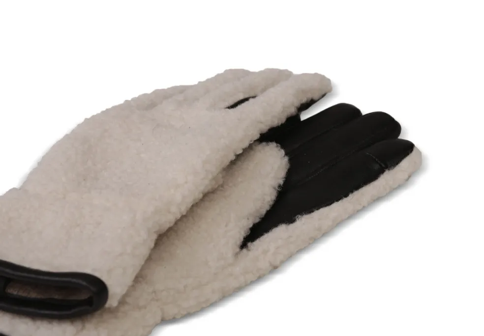 Retro-Fleece-Handschuhe mit Kaschmirfutter weiss