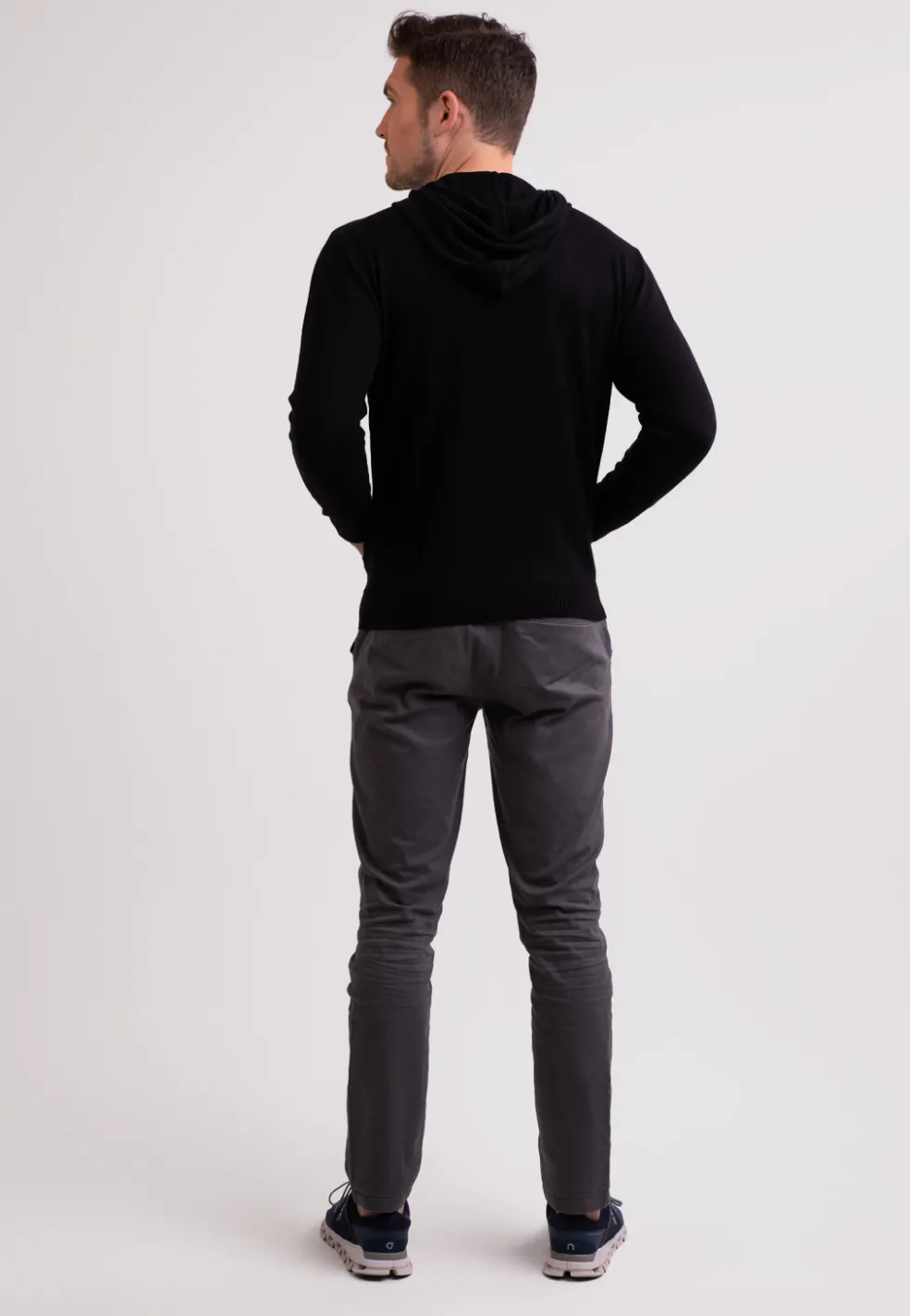 Seide Kaschmir Kapuzenpullover Hoodie schwarz