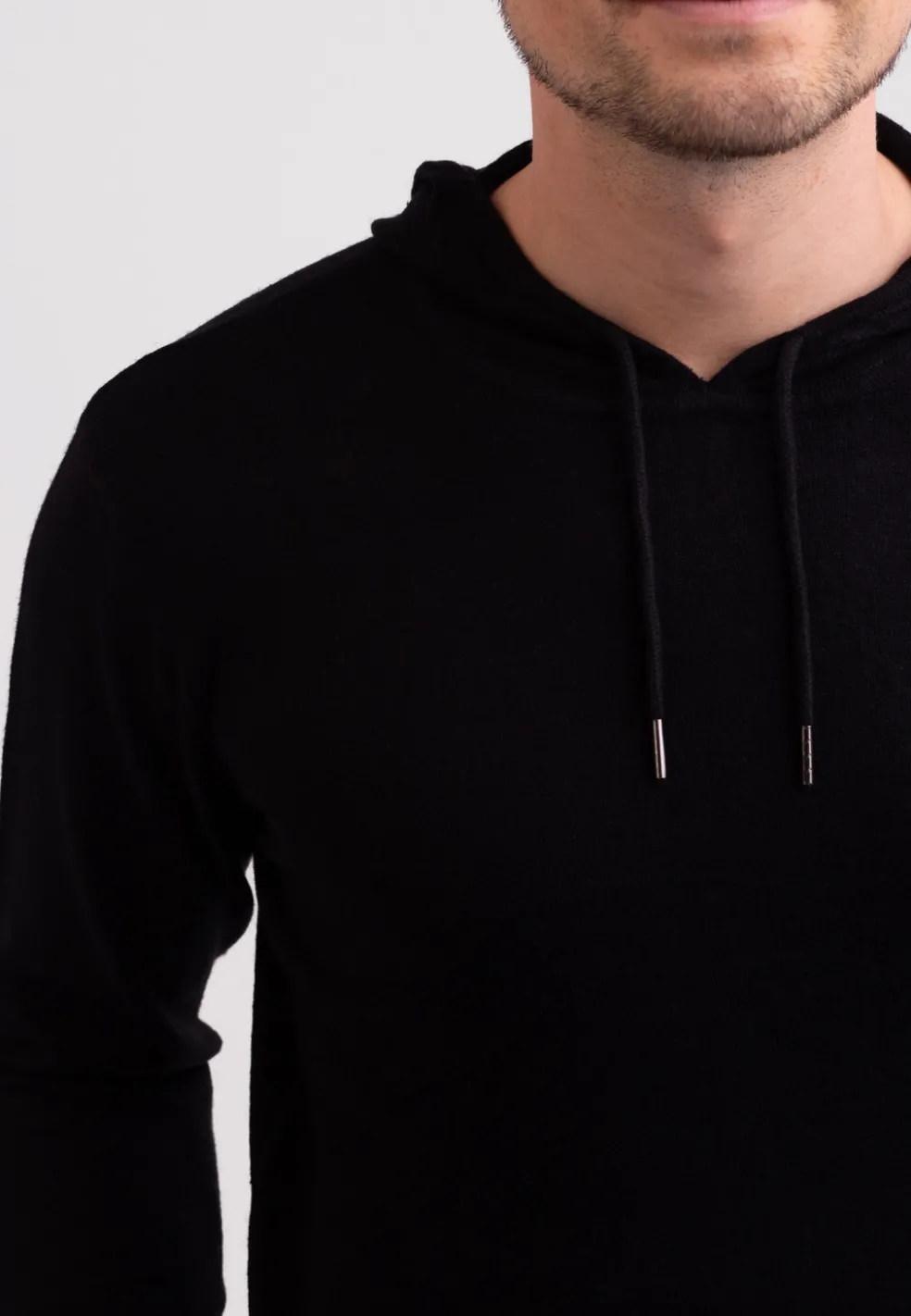Seide Kaschmir Kapuzenpullover Hoodie schwarz