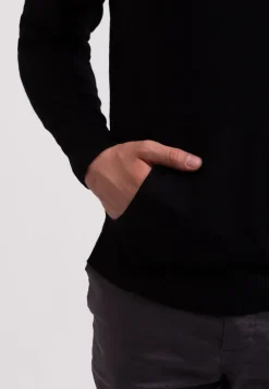 Seide Kaschmir Kapuzenpullover Hoodie schwarz