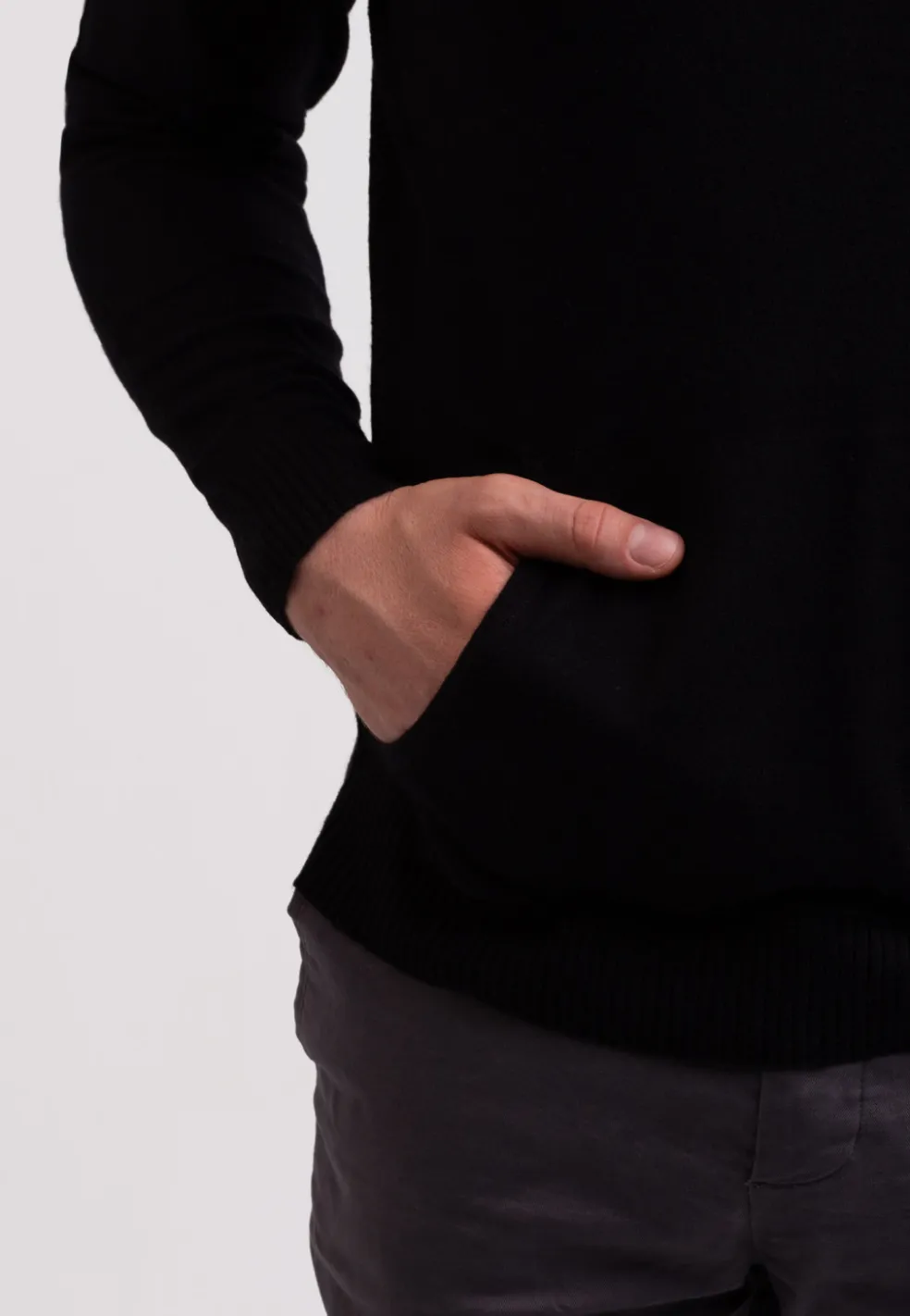 Seide Kaschmir Kapuzenpullover Hoodie schwarz