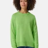 Seide Kaschmir Oversize Style Rundhals Pullover kiwi grün melange