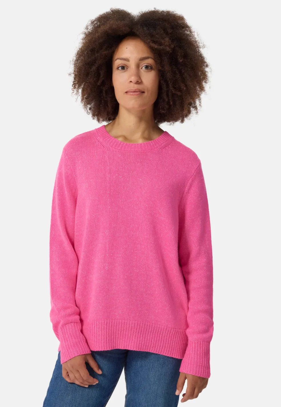 Seide Kaschmir Oversize Style Rundhals Pullover hell pink melange