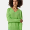 Seide Kaschmir Oversize Style V-Ausschnitt Pullover kiwi grün melange