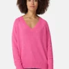 Seide Kaschmir Oversize Style V-Ausschnitt Pullover hell pink melange