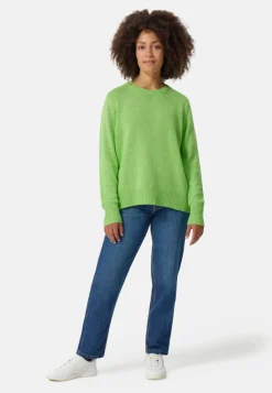 Seide Kaschmir Oversize Style Rundhals Pullover kiwi grün melange