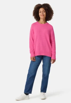 Seide Kaschmir Oversize Style Rundhals Pullover hell pink melange