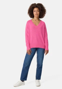 Seide Kaschmir Oversize Style V-Ausschnitt Pullover hell pink melange